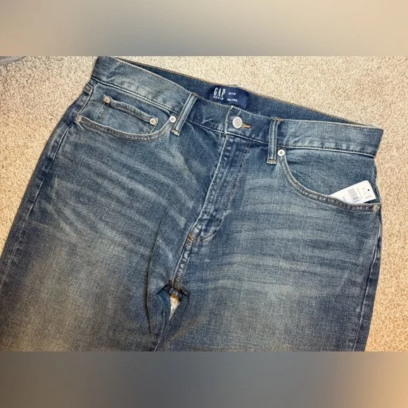 NWT Gap Men's Blue Relaxed 32x30 Measures 32x28.5 Wide Leg Medium Wash - Picture 4 of 11
